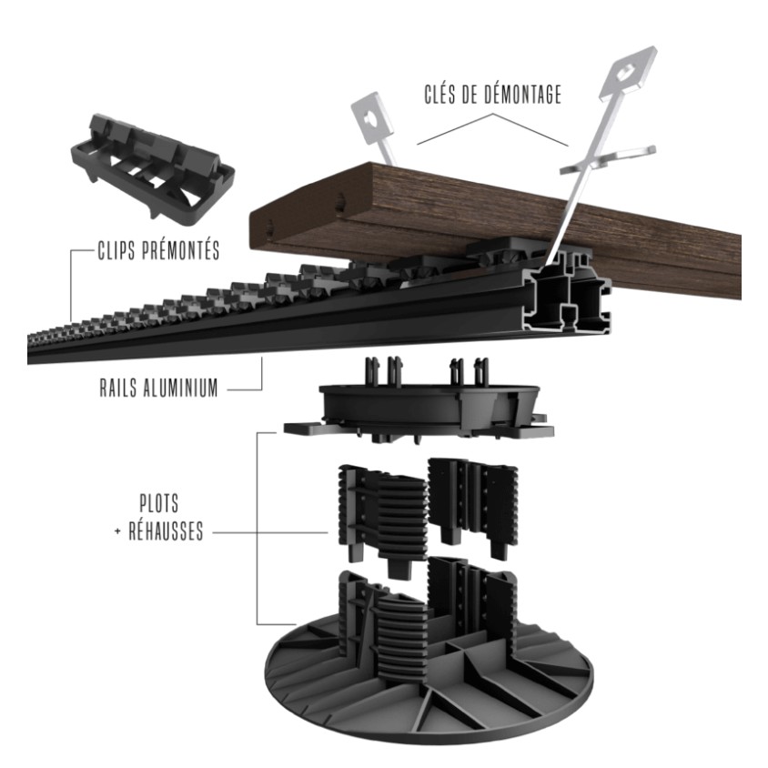 Plots et structure aluminium terrasse Grad