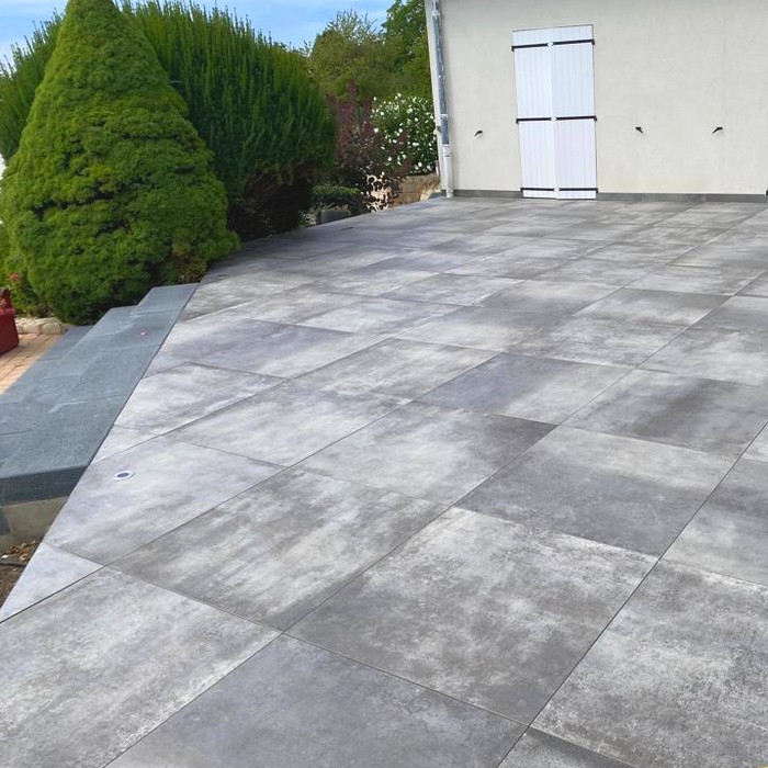 Terrasse dalles carrelage exterieur sur plots